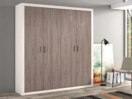 Grande armoire moderne, 4 portes battantes - Lara, CAMBRIA-BLANCO