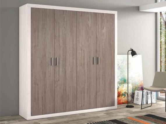 Foto Grande armoire moderne, 4 portes battantes - Lara, CAMBRIA-BLANCO