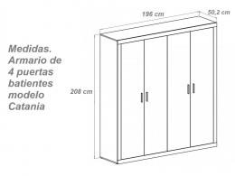 Grande armoire moderne, 4 portes battantes - Lara, TRUFA-CAÑON BLANCO