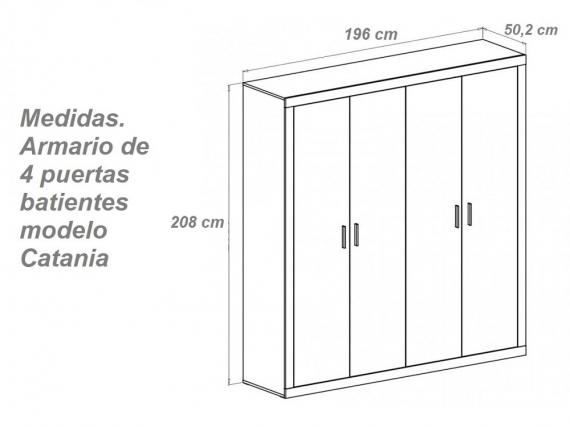 Foto Grande armoire moderne, 4 portes battantes - Lara, TRUFA-CAÑON BLANCO