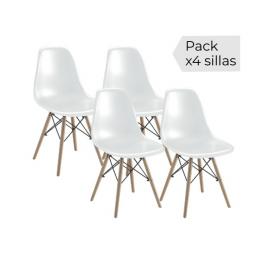 JUEGO DE 4 SILLAS PATAS MADERA MOD.DINAMARCA BLANCO