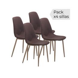 JUEGO DE 4 SILLAS TAP.TELA MOD.CODY MARRON