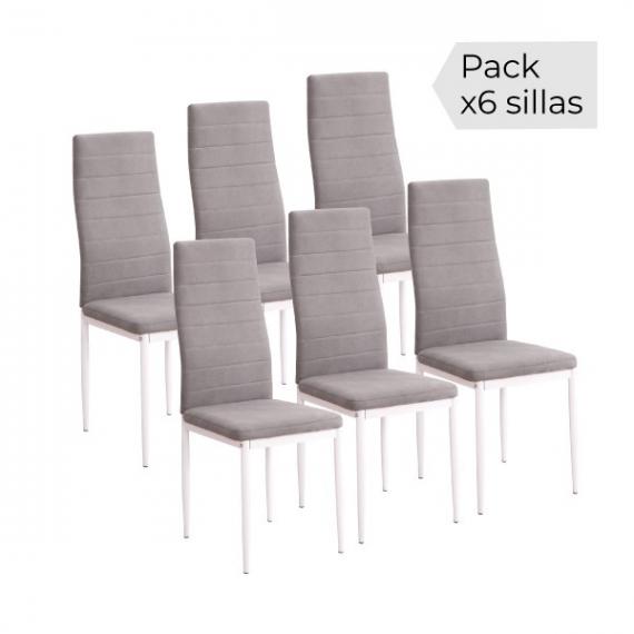 Foto JUEGO DE 6 SILLAS T.JARAMA MARENGO PATA BLANCA MOD.YURI