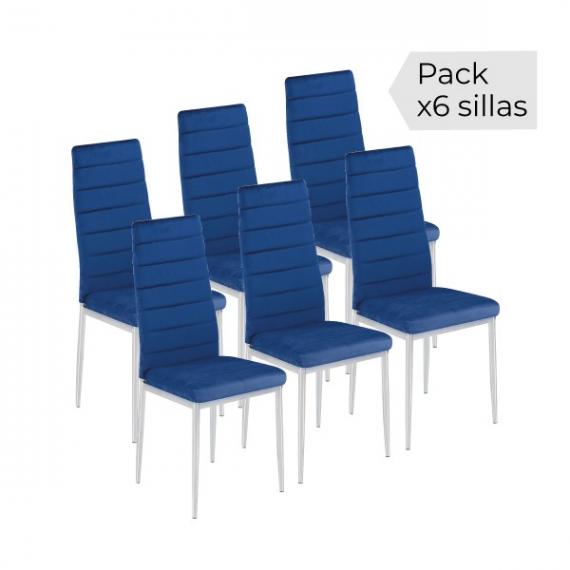 Foto JUEGO DE 6 SILLAS T.VELVET P/CRO MOD.AVATAR X AZUL