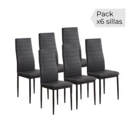 JUEGO DE 6 SILLAS TAP.PU P/NEGRA MOD.EMI NEGRO
