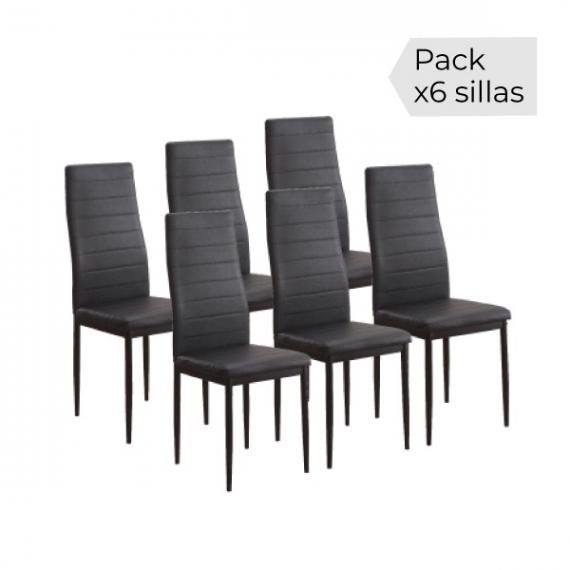 Foto JUEGO DE 6 SILLAS TAP.PU P/NEGRA MOD.EMI NEGRO