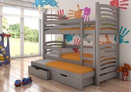 Litera triple 3 x 81 x 188 cm - 2 cajones - tres colchones - Soria