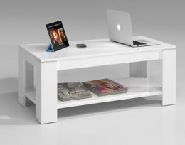 Mesa centro con tapa elevable - Flow, blanco artic