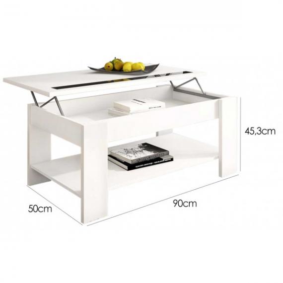Foto MESA CENTRO ELEVABLE C/NEGRO MOD.AGUEDA BLANCO