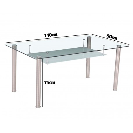 Foto MESA COMEDOR FIJA T/CRISTAL MOD.PRANZO ACERO