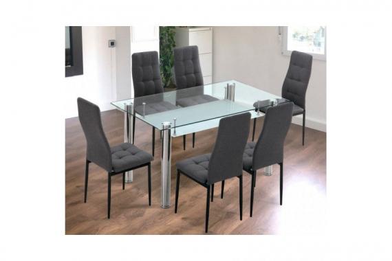 Photo FIXED GLASS DINING TABLE MOD. PRANZO STEEL
