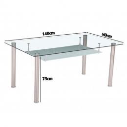 FIXED GLASS DINING TABLE MOD. PRANZO STEEL