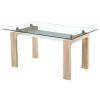 Foto Mesa comedor fija tapa cristal y patas madera - SENSEI