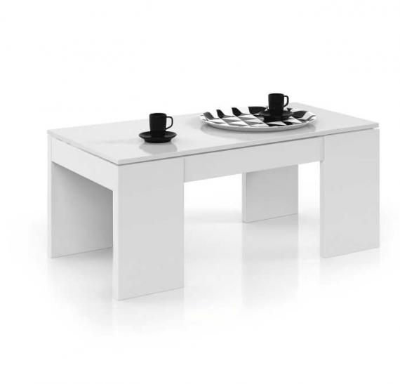 Foto Mesa de centro con tapa elevable - Flow, blanco brillo