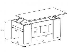 Mesa de centro con tapa elevable - Gala, BLANCO-CAMBRIA