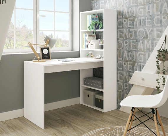 Foto mesa+estanteria Duplo, blanco artik