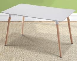 Mesa rectangular comedor 120 x 80 cm con patas de madera Dinamarca, blanco