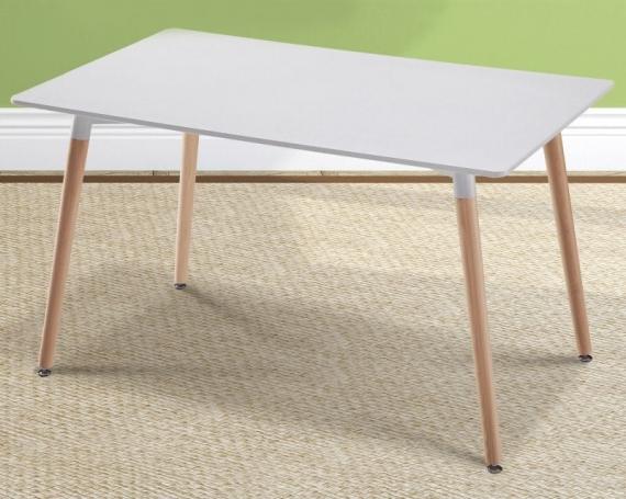 Foto Mesa rectangular comedor 120 x 80 cm con patas de madera Dinamarca, blanco