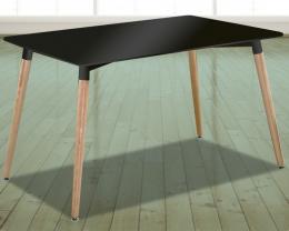 Mesa rectangular comedor 120 x 80 cm con patas de madera Dinamarca, negro