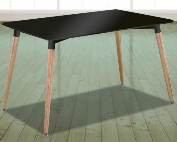 Foto Mesa rectangular comedor 120 x 80 cm con patas de madera Dinamarca, negro