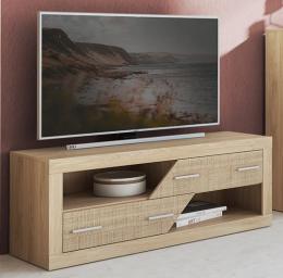 Mueble Bajo TV Con 2 Cajones Chaflán 130cm - Lara, cambria grafito