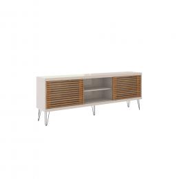 Mueble de tv con 2 puertas - New Frizz, Buriti + lacado blanco roto (beige)