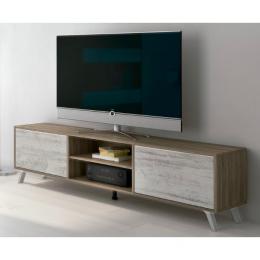 Mueble TV moderno con patas altas inclinadas, 180 cm – Soto, cambria - grafito