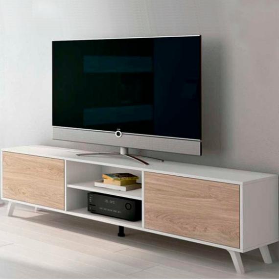 Foto Mueble TV moderno con patas altas inclinadas, 180 cm – Soto, PUCCINI-TEXTIL