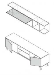 Mueble TV y Módulo superior - Stylus Plus, blanco brillo