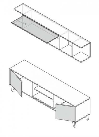 Foto Mueble TV y Módulo superior - Stylus Plus, blanco brillo