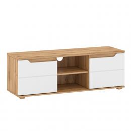 Muebles TV - VIC-B, ROBLE WOTAN/BLANCO BRILLO