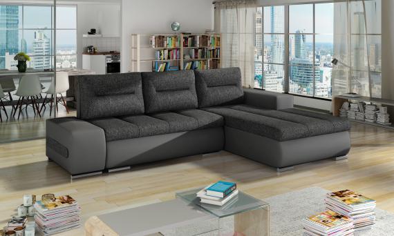 Foto Sofa cama - Ottavio Gris, Gris oscuro tela / gris polipiel