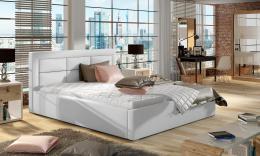 Cama tapizada con opción contenedor ROSANO - ecopiel blanco 200cm x 200cm