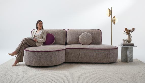 Foto Sofá cama chaise longue de tejido bouclé beige - PEDRO