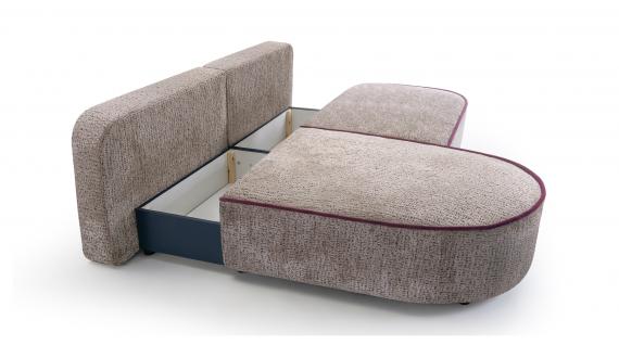 Foto Sofá cama chaise longue de tejido bouclé beige - PEDRO