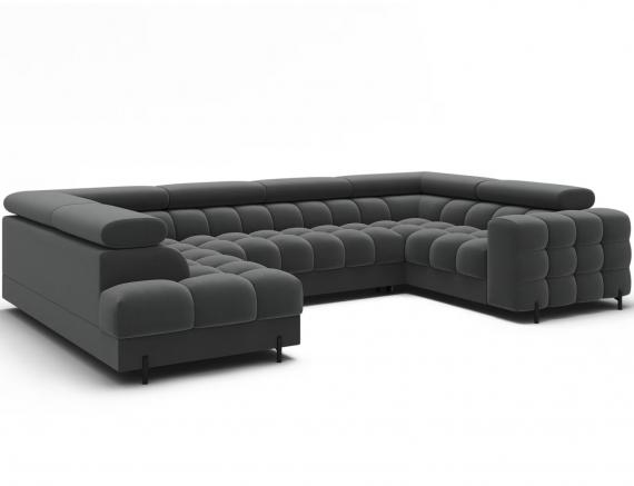 Foto Sofá en U moderno (2 chaiselongs) con cama y arcón 347x202 - gris oscuro - FECTORY
