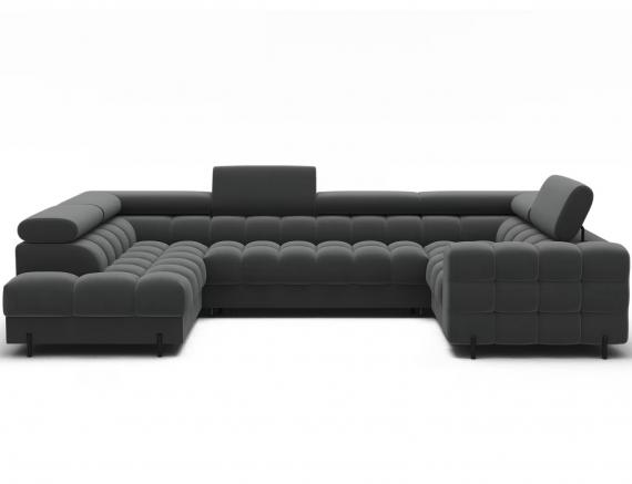 Foto Sofá en U moderno (2 chaiselongs) con cama y arcón 347x202 - gris oscuro - FECTORY