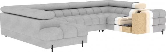 Foto Sofá en U moderno (2 chaiselongs) con cama y arcón 347x202 - gris oscuro - FECTORY
