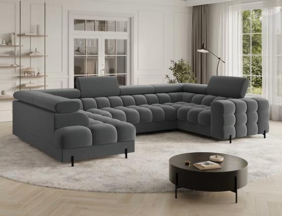 Foto Sofá en U moderno (2 chaiselongs) con cama y arcón 347x202 - gris oscuro - FECTORY