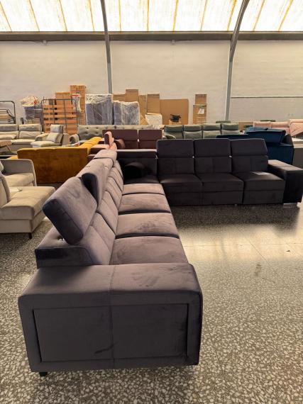 Foto Sofá rinconera con altos reposacabezas y respaldos, 8 plazas - sofa cama - gris - 390x320 – Eva