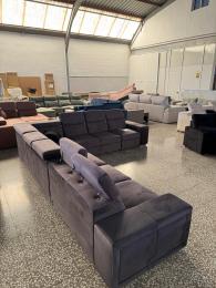 Sofá rinconera con altos reposacabezas y respaldos, 8 plazas - sofa cama gris 390x320 – Eva