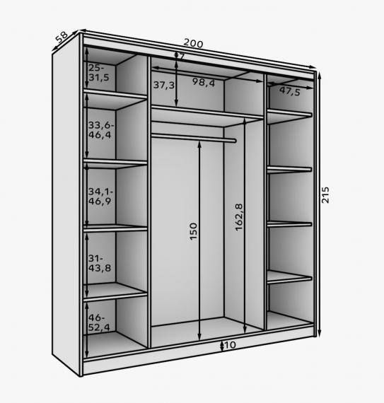 Foto ARMARIO I PUERTA CORREDERA I 215X200X58 CM CON 2 PUERTAS COLOR CACHEMIR GRETA