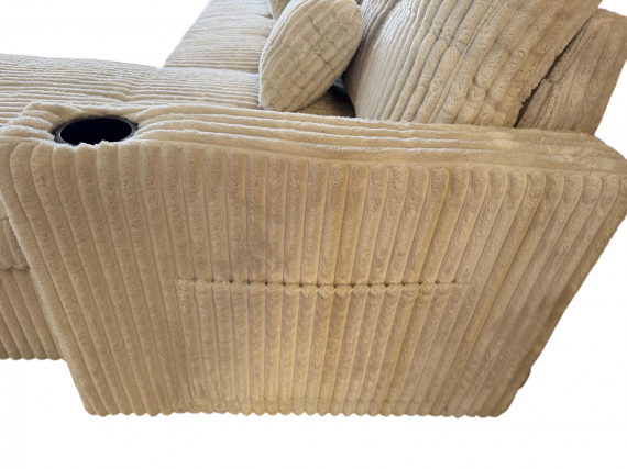 Foto Sofá Cama en U de Tela de Pana Premium 400x135 cm con 2 Arcones y Patas Altas Portavasos Integrados USB + Tipo-C - Costa U LUX GRIS CLARO