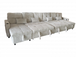 Sofá cama  moderno con arcon de almacenamiento+USB+type-C+portavasos-400cm x 135cm  tela pana - COSTA U LUX