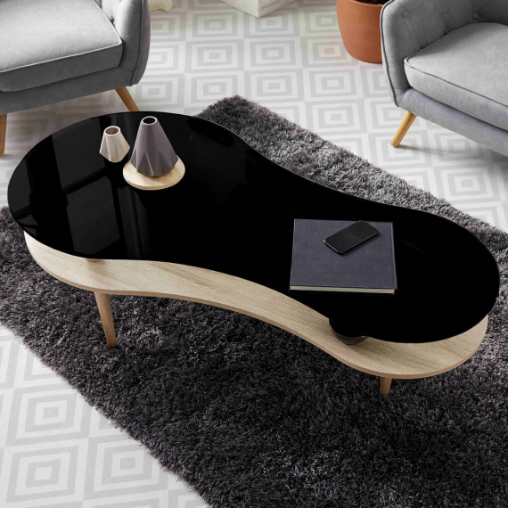 Foto MESA CENTRO PEANUT TAPA NEGRA