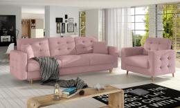 Set Asgard 3 + 1 sofa cama+sillon, Rosa