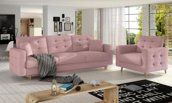 Foto Set Asgard 3 + 1 sofa cama+sillon, Rosa