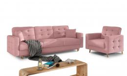 Set Asgard 3 + 1 sofa cama+sillon, Rosa