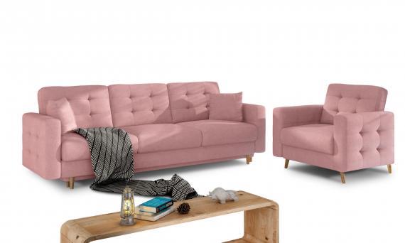 Foto Set Asgard 3 + 1 sofa cama+sillon, Rosa