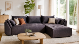 SOFÁ CAMA CHAISE LONGUE REVERSIBLE TOKYO L GRIS OSCURO, 295 CM
